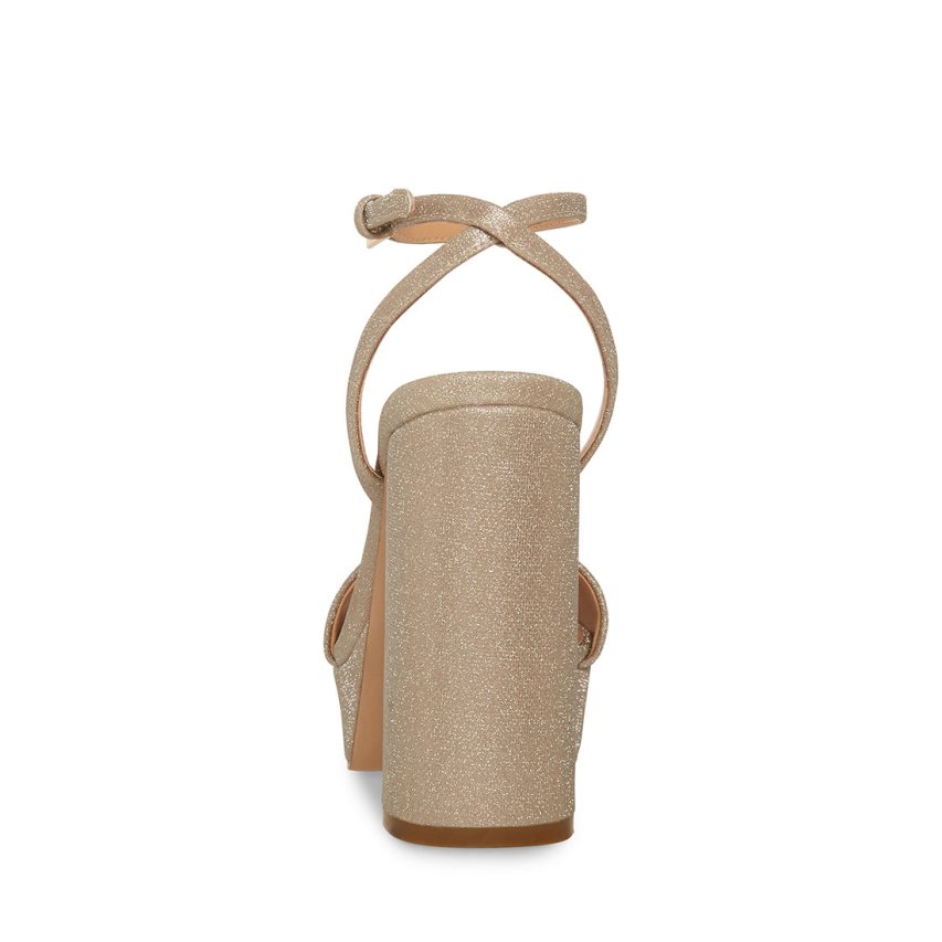 Sandalias Tacones Steve Madden Lessa Glitter Mujer Doradas | ES TA08E1